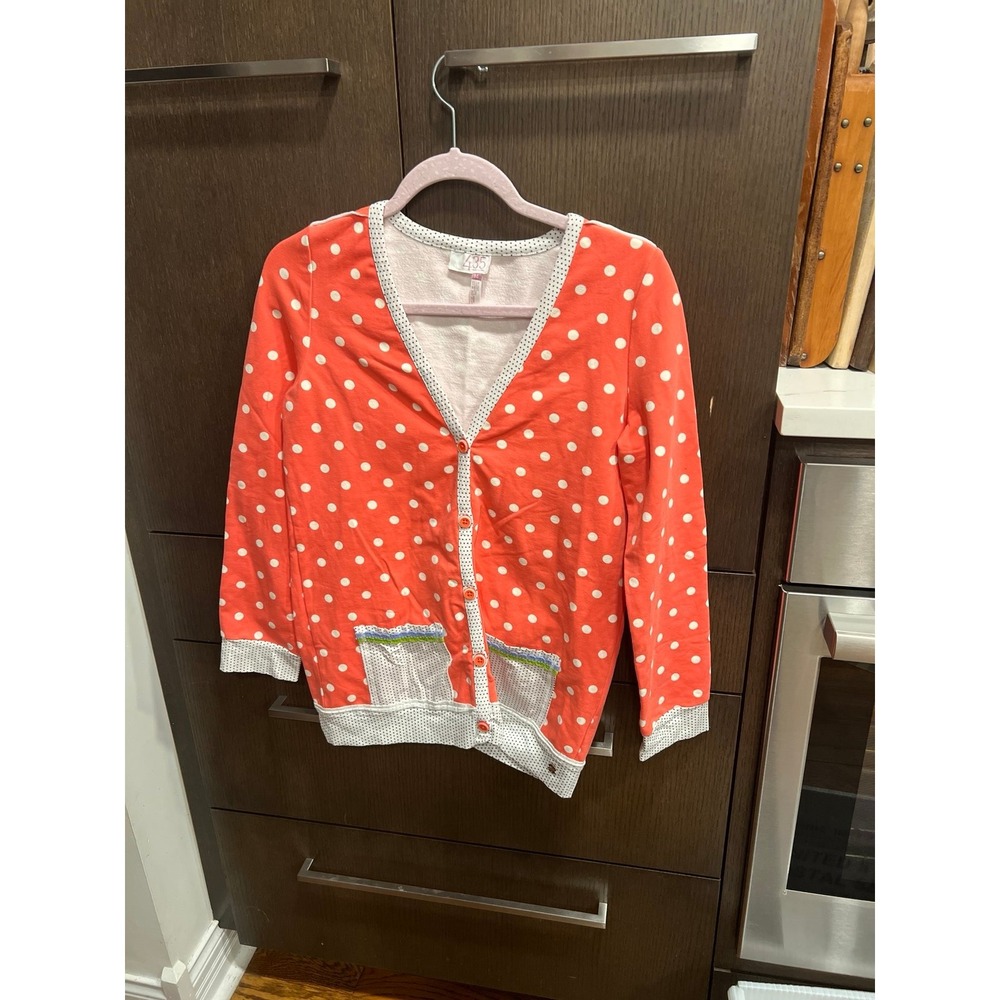 Matilda Jane 435 Hang Time Cardigan in a coral/orange color white girls 14